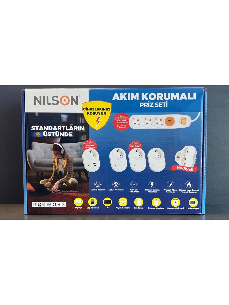 Ak�m Korumal� Priz Seti 6 Par�a